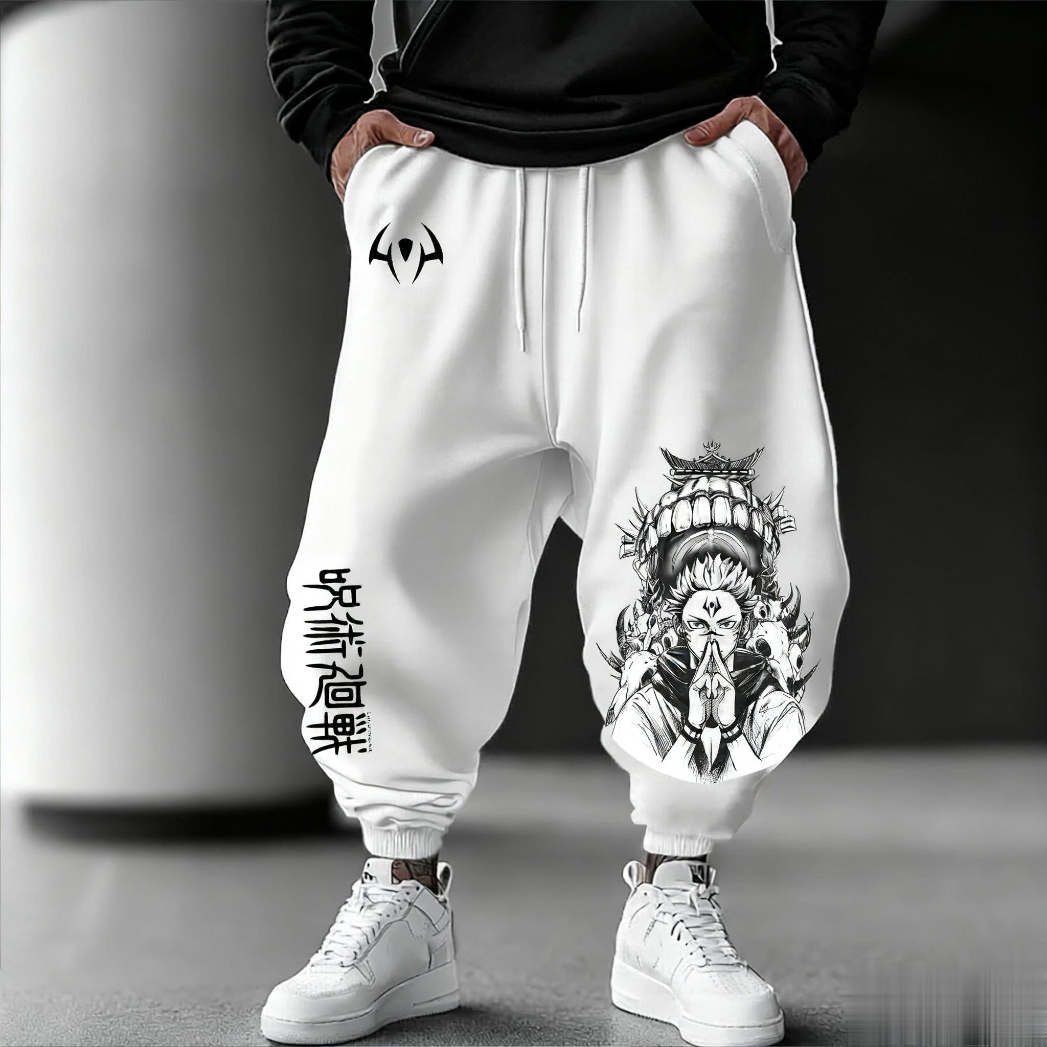Streetwear Brand Beanie - 呪術廻戦男性ジョギングパンツルーズカジュアルスウェットパンツ日本のアニメプリントストリートウェアグラフィックヒップホップパンツY2k服