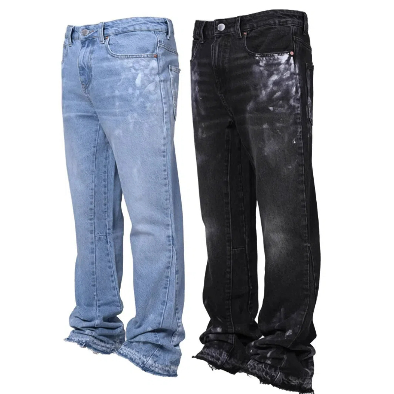 Gallery Dept Flare - メンズファッションジーンズワークパンツ、ヨーロッパとアメリカのファッションワークウェア弾性パッチワークデニムレイヤードフレアパンツS-XXL