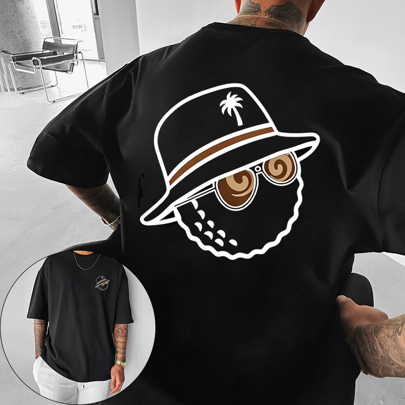 Streetwear Brand Shirts - ユニセックスでトレンディなグラフィックTシャツ。バケットハットとサングラスのプリント入り。夏のストリートウェアに最適な、トレンディブランドのTシャツです。