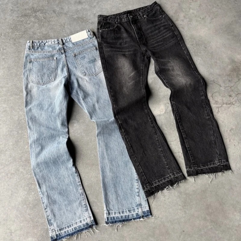 Gallery Dept Flare - 2026年新作 ラフエッジジーンズ メンズ スリムフィット ウォッシュ加工 ハイウエスト