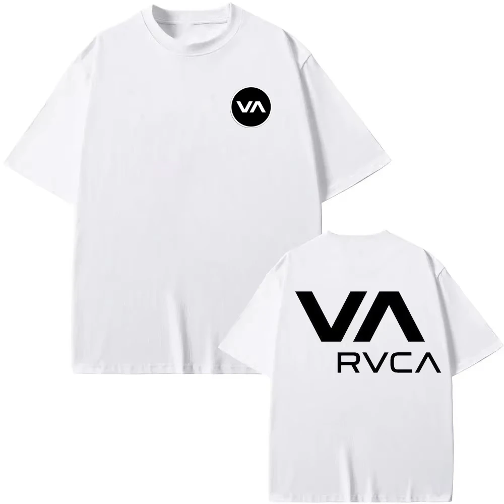 Streetwear Brand Shirts - RVCA Tシャツ黒 Tシャツ夏の綿 Tシャツ夏半袖ファッション男性女性デザインブランド Tシャツトップストリート服