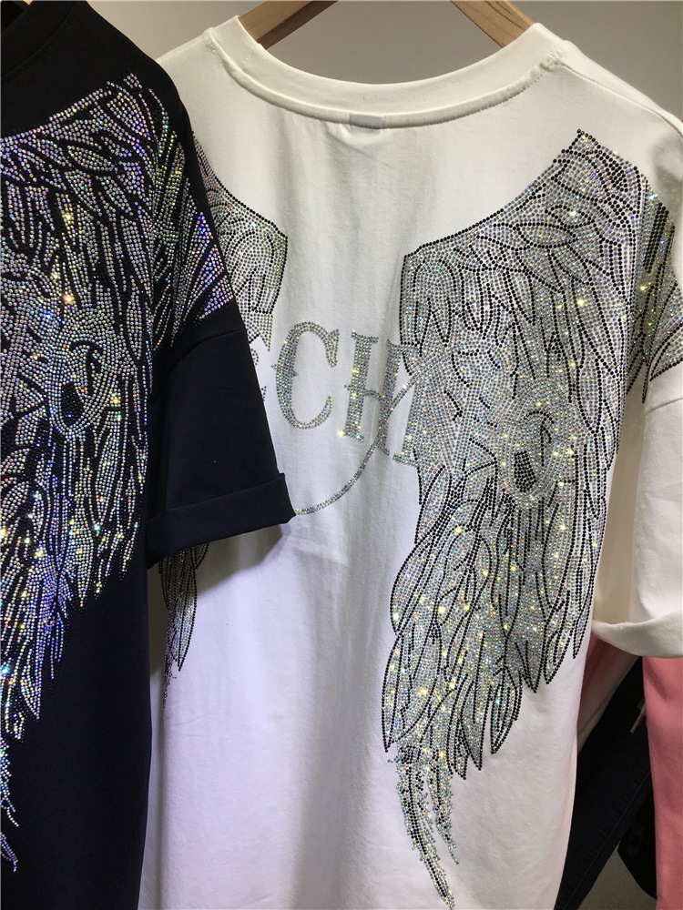 男性と女性のための特大の半袖Tシャツ,ラインストーンとエンジ - Streetwear Brand Shirts のレビューと価格
