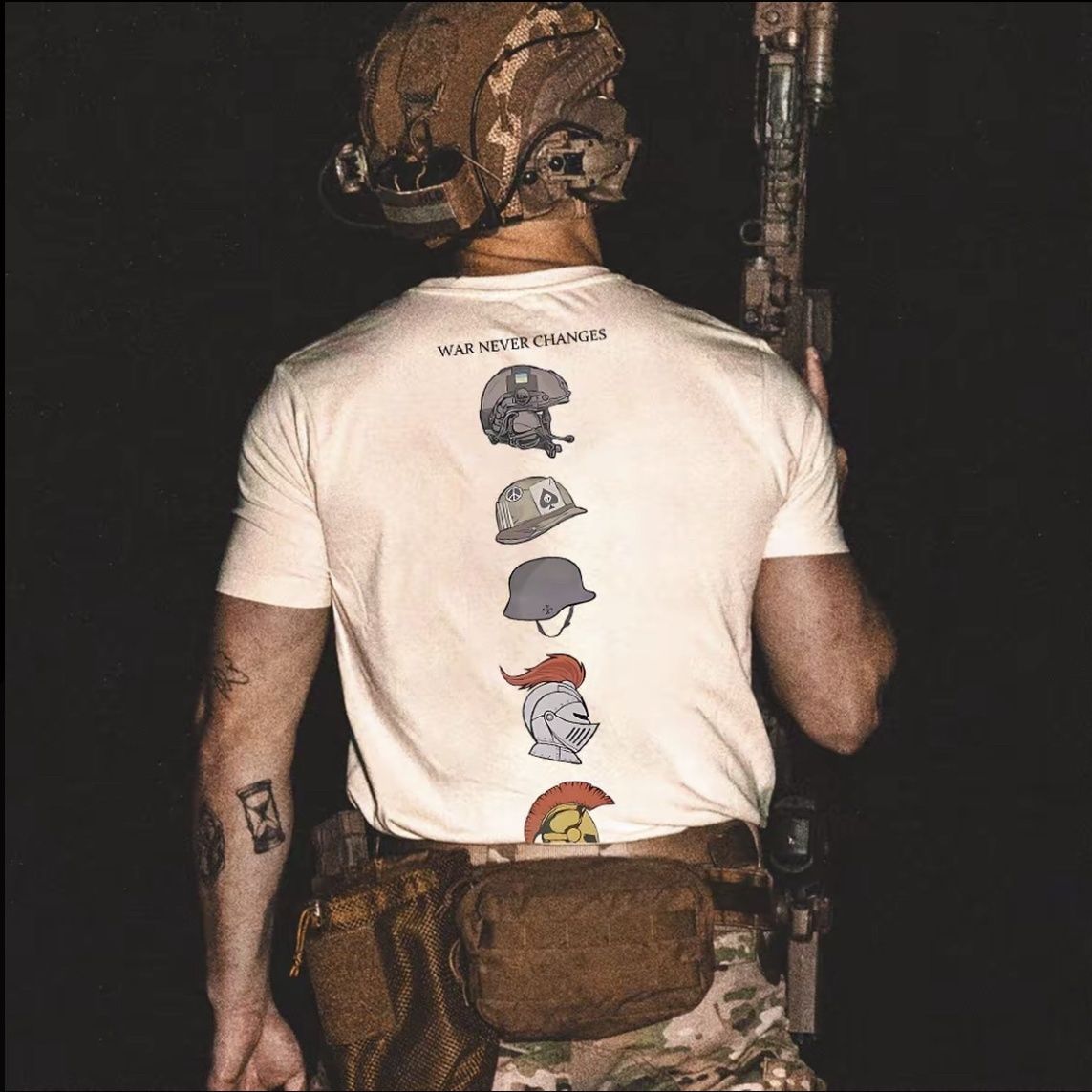 ヘルメット進化の歴史アメリカントレンドブランド半袖Tシャツ夏 - Streetwear Brand Shirts のレビューと価格