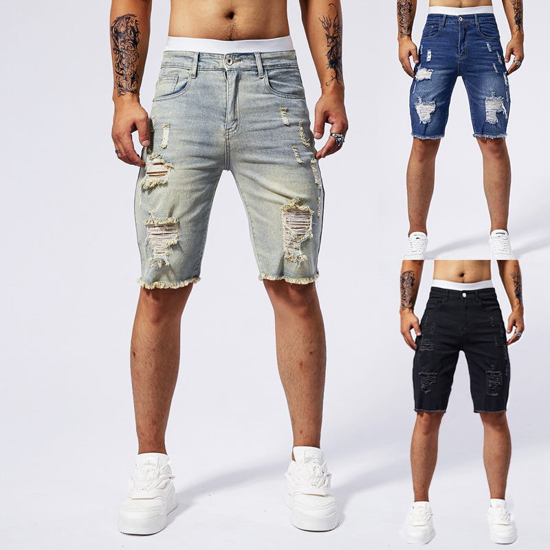 2025 夏の新メンズリッピングデニムショーツファッションヴ - Streetwear Brand China のレビューと価格