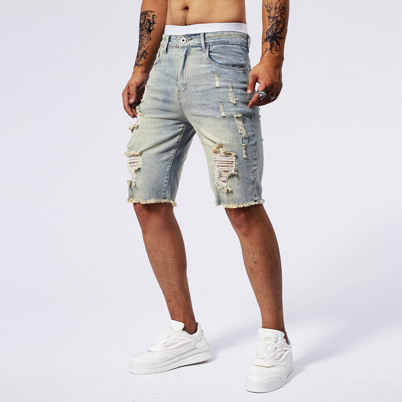 2025 夏の新メンズリッピングデニムショーツファッションヴ - Streetwear Brand China のレビューと価格