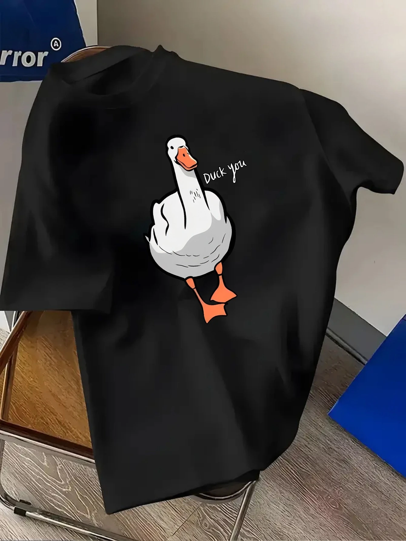 面白いアヒルプリントコットン Tシャツユニセックス男性女性夏 - Streetwear Brand Shirts のレビューと価格